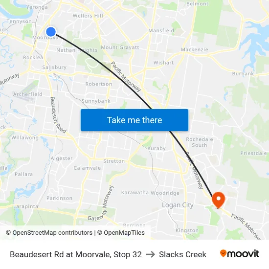 Beaudesert Rd at Moorvale, Stop 32 to Slacks Creek map