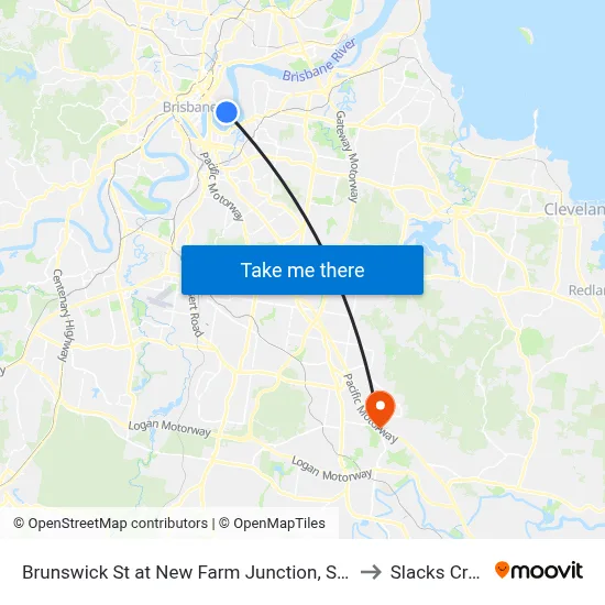 Brunswick St at New Farm Junction, Stop 14 to Slacks Creek map