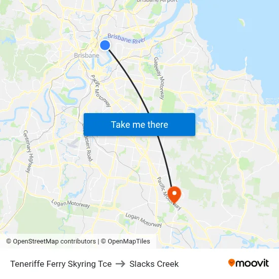 Teneriffe Ferry Skyring Tce to Slacks Creek map