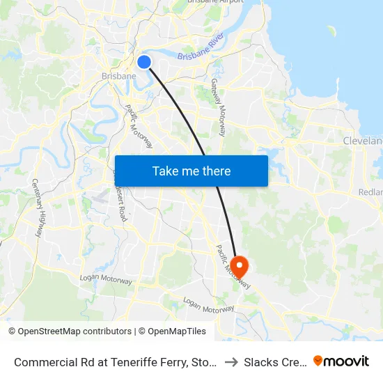 Commercial Rd at Teneriffe Ferry, Stop 16 to Slacks Creek map