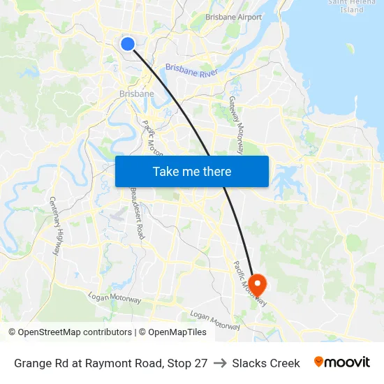 Grange Rd at Raymont Road, Stop 27 to Slacks Creek map