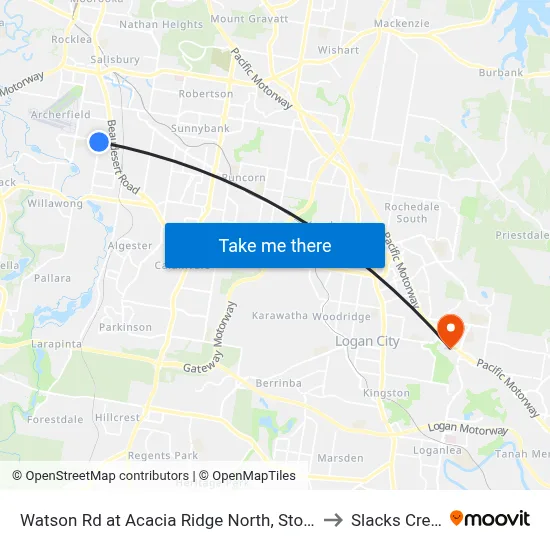 Watson Rd at Acacia Ridge North, Stop 59 to Slacks Creek map