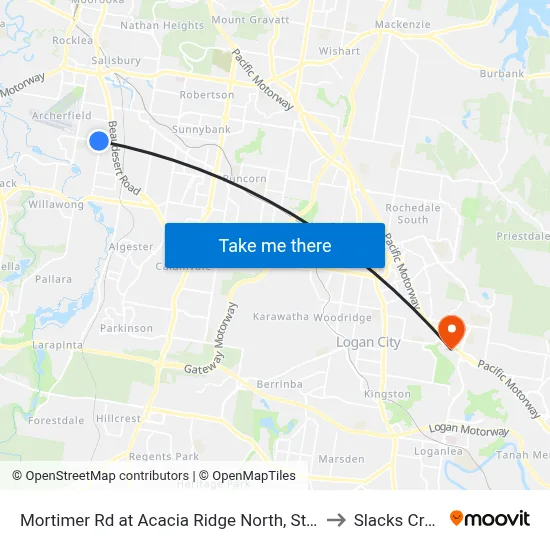 Mortimer Rd at Acacia Ridge North, Stop 59 to Slacks Creek map
