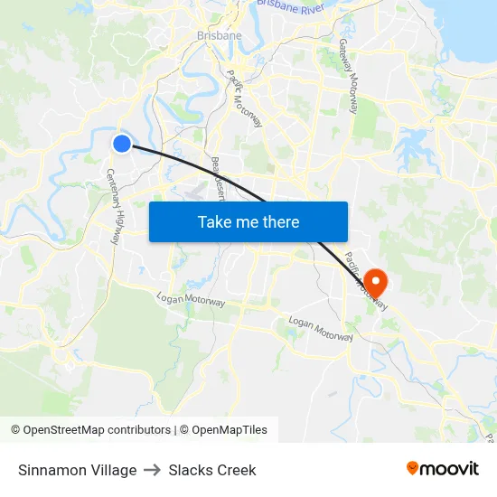 Sinnamon Village to Slacks Creek map