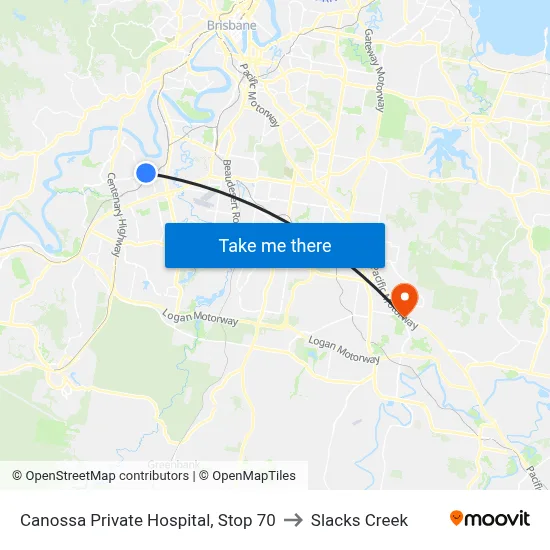 Canossa Private Hospital, Stop 70 to Slacks Creek map