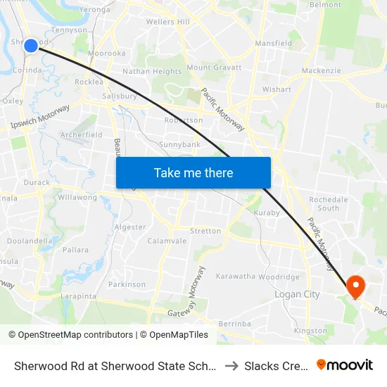 Sherwood Rd at Sherwood State School to Slacks Creek map