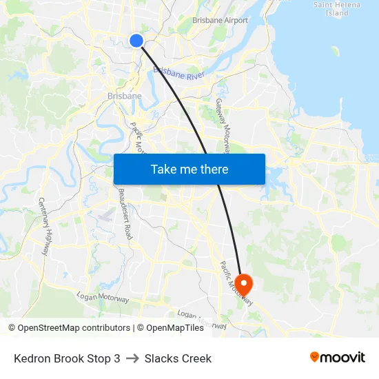 Kedron Brook Stop 3 to Slacks Creek map