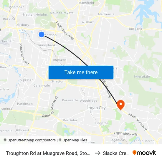 Troughton Rd at Musgrave Road, Stop 39 to Slacks Creek map