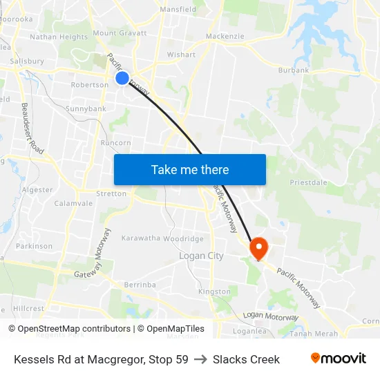 Kessels Rd at Macgregor, Stop 59 to Slacks Creek map