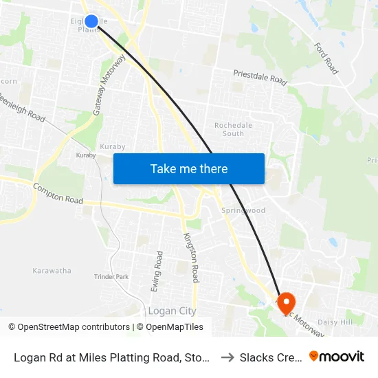 Logan Rd at Miles Platting Road, Stop 82 to Slacks Creek map