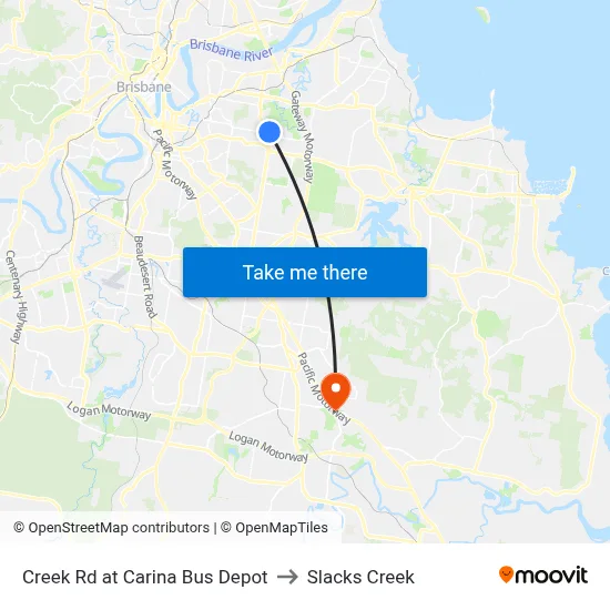 Creek Rd at Carina Bus Depot to Slacks Creek map
