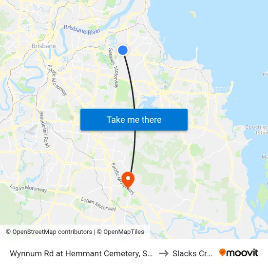 Wynnum Rd at Hemmant Cemetery, Stop 44 to Slacks Creek map