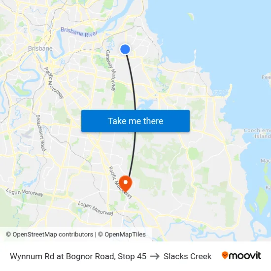 Wynnum Rd at Bognor Road, Stop 45 to Slacks Creek map