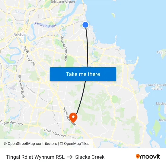 Tingal Rd at Wynnum RSL to Slacks Creek map