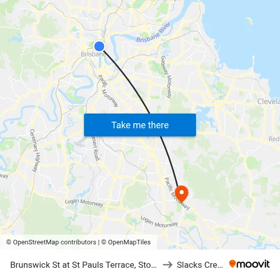 Brunswick St at St Pauls Terrace, Stop 5 to Slacks Creek map