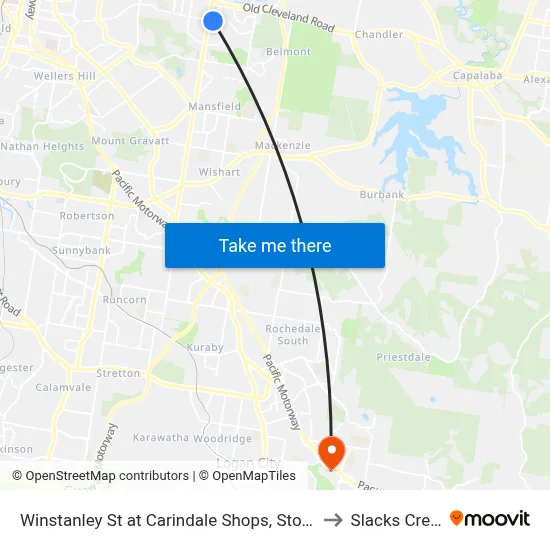 Winstanley St at Carindale Shops, Stop 49 to Slacks Creek map
