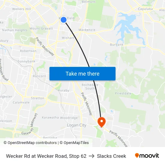 Wecker Rd at Wecker Road, Stop 62 to Slacks Creek map