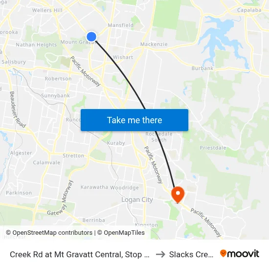Creek Rd at Mt Gravatt Central, Stop 38 to Slacks Creek map