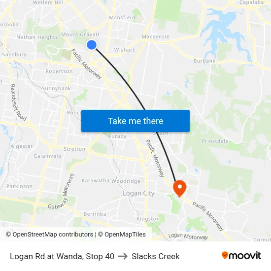 Logan Rd at Wanda, Stop 40 to Slacks Creek map