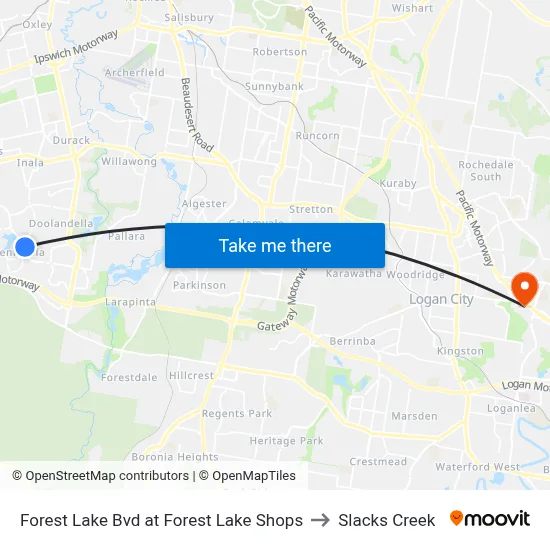 Forest Lake Bvd at Forest Lake Shops to Slacks Creek map