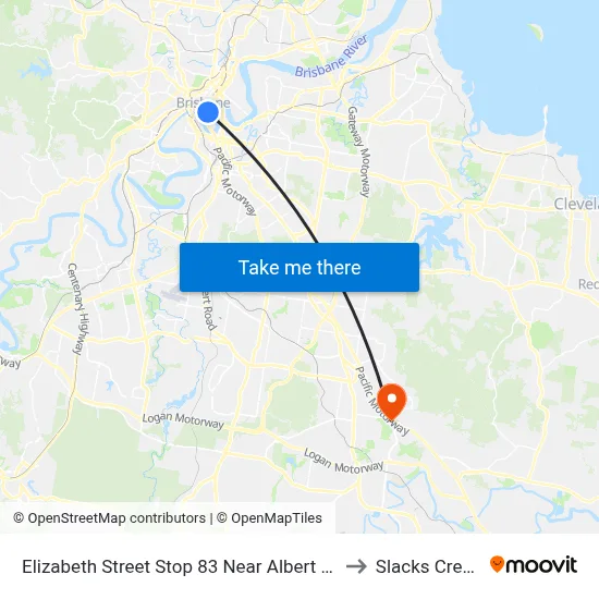 Elizabeth Street Stop 83 Near Albert St to Slacks Creek map