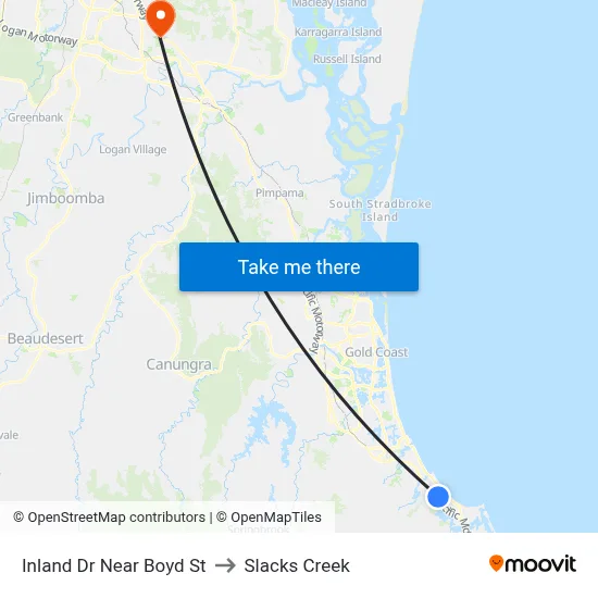 Inland Dr Near Boyd St to Slacks Creek map