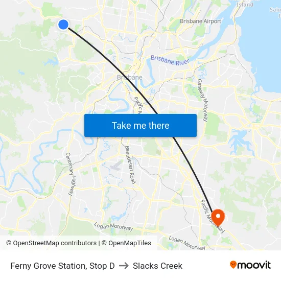 Ferny Grove Station, Stop D to Slacks Creek map