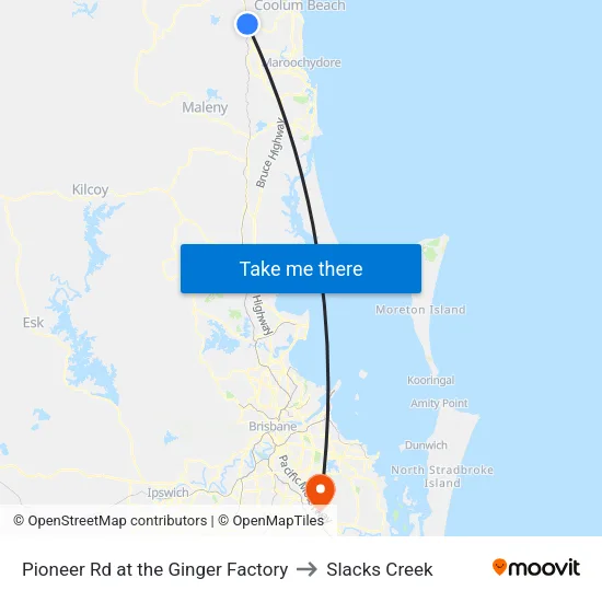 Pioneer Rd at the Ginger Factory to Slacks Creek map