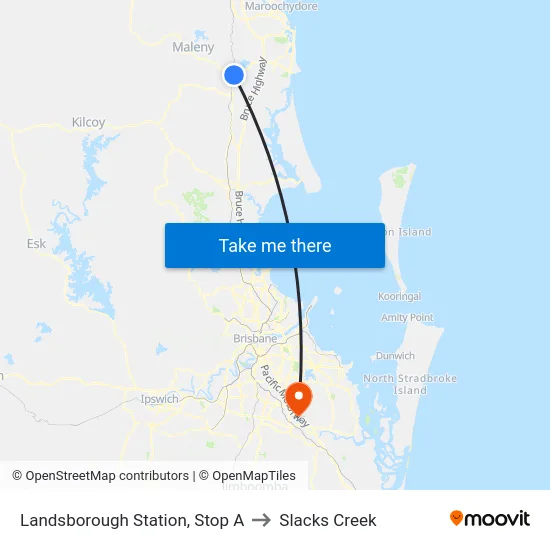 Landsborough Station, Stop A to Slacks Creek map