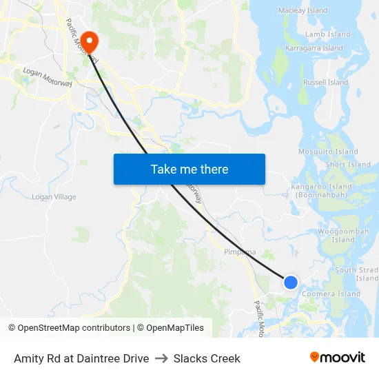 Amity Rd at Daintree Drive to Slacks Creek map