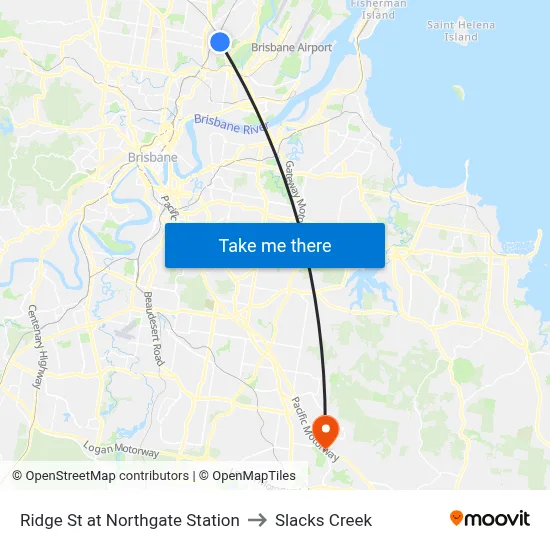 Ridge St at Northgate Station to Slacks Creek map