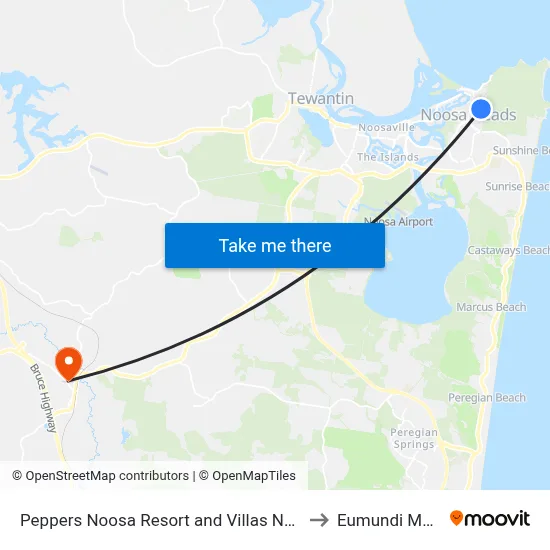 Peppers Noosa Resort and Villas Noosa Heads to Eumundi Markets map