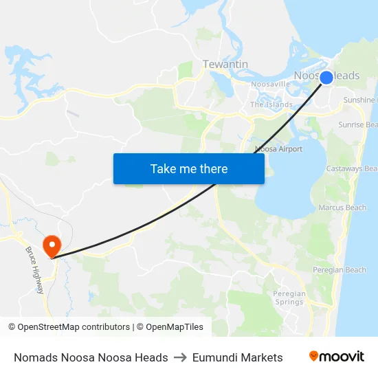 Nomads Noosa Noosa Heads to Eumundi Markets map