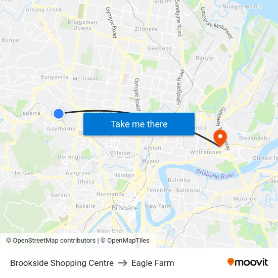 Brookside Shopping Centre to Eagle Farm map