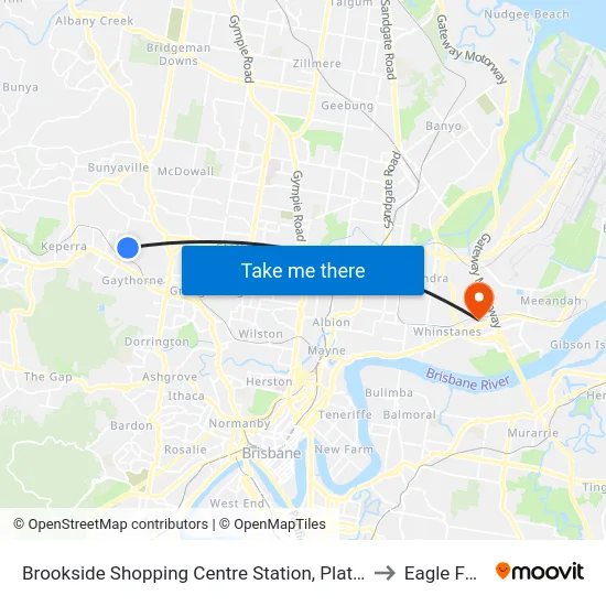 Brookside Shopping Centre Station, Platform A to Eagle Farm map