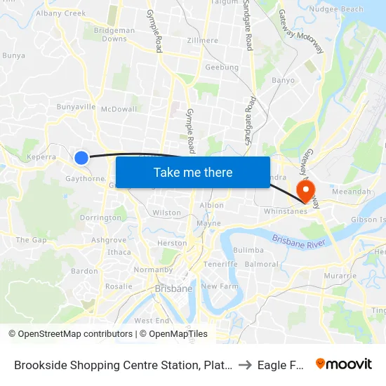 Brookside Shopping Centre Station, Platform B to Eagle Farm map