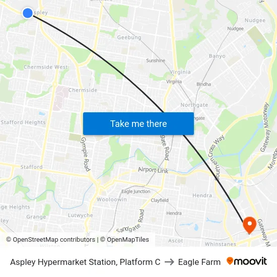 Aspley Hypermarket Station, Platform C to Eagle Farm map