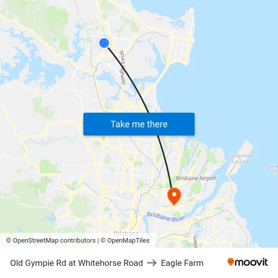 Old Gympie Rd at Whitehorse Road to Eagle Farm map