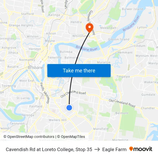 Cavendish Rd at Loreto College, Stop 35 to Eagle Farm map