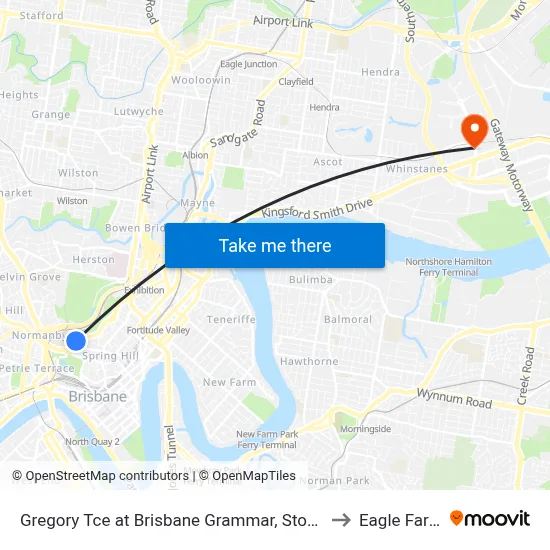 Gregory Tce at Brisbane Grammar, Stop 4 to Eagle Farm map