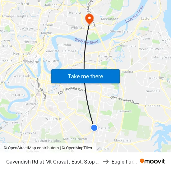 Cavendish Rd at Mt Gravatt East, Stop 60 to Eagle Farm map