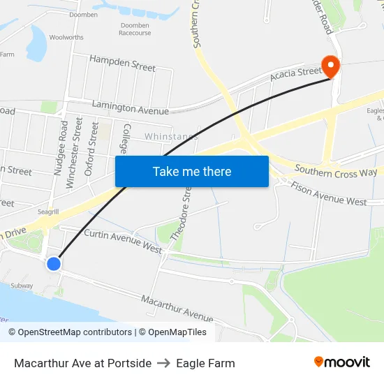 Macarthur Ave at Portside to Eagle Farm map
