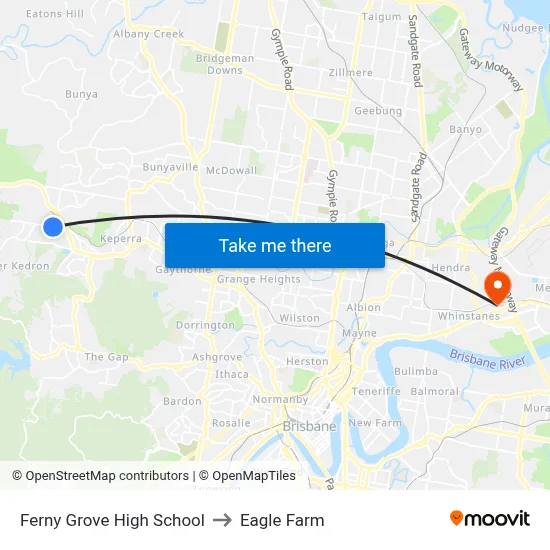 Ferny Grove High School to Eagle Farm map