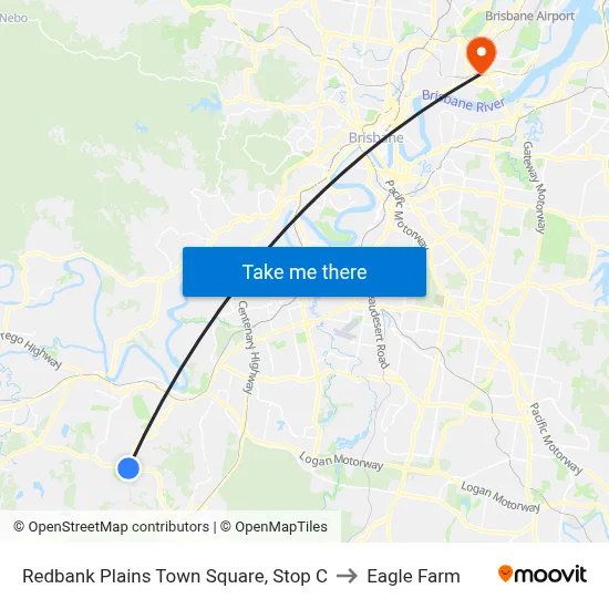 Redbank Plains Town Square, Stop C to Eagle Farm map
