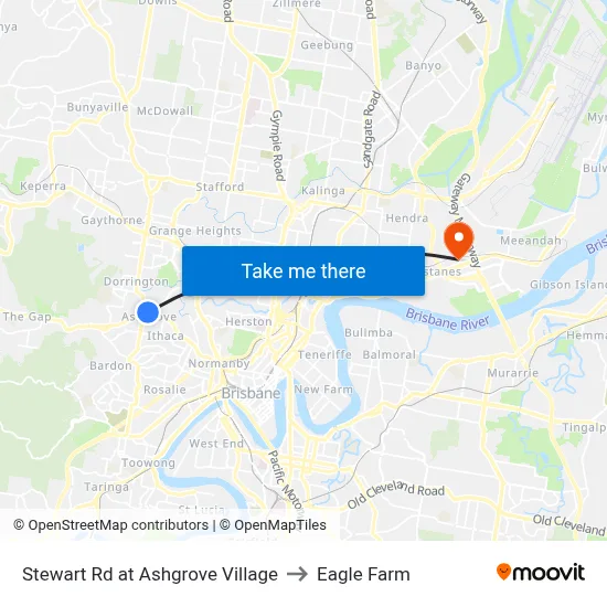 Stewart Rd at Ashgrove Village to Eagle Farm map