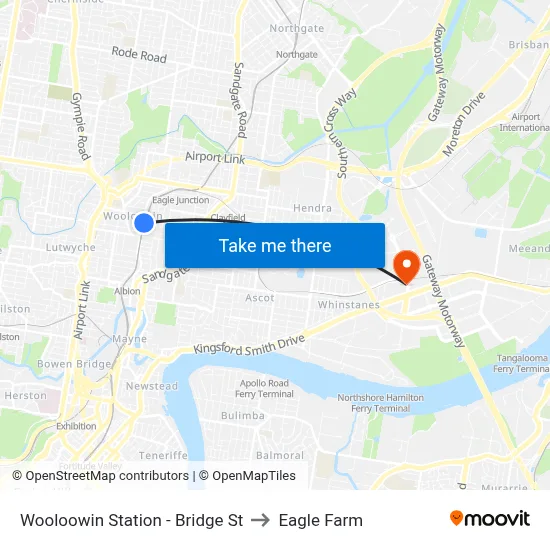 Wooloowin Station - Bridge St to Eagle Farm map