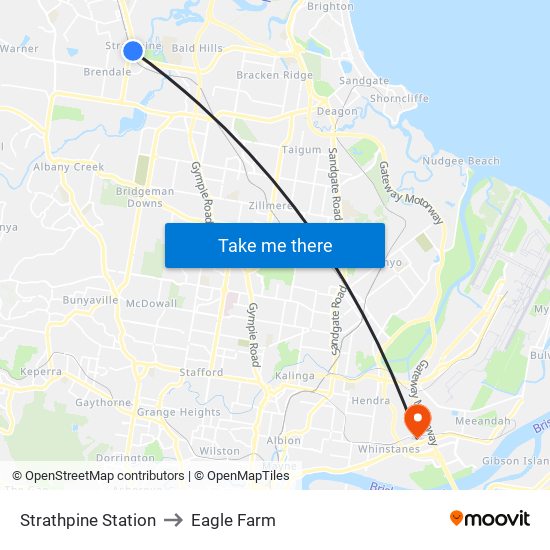 Strathpine Station to Eagle Farm map