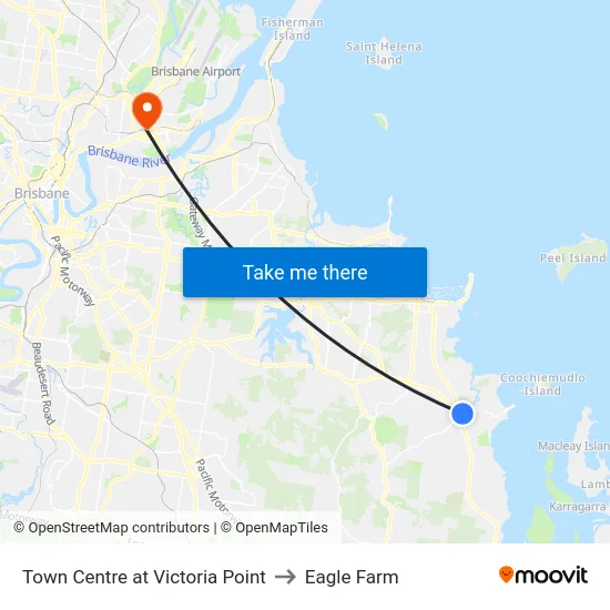Town Centre at Victoria Point to Eagle Farm map