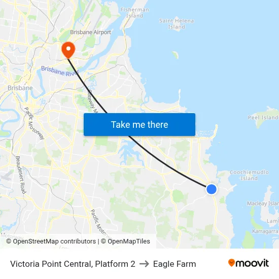 Victoria Point Central, Platform 2 to Eagle Farm map