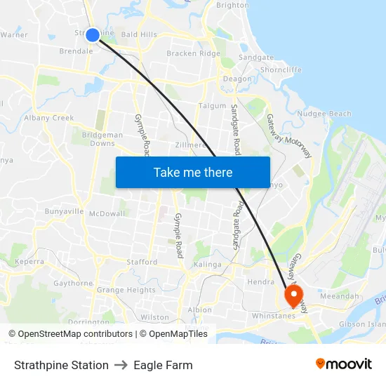Strathpine Station to Eagle Farm map